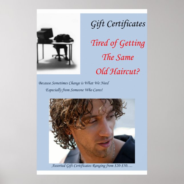 Salon Barbershop Posters Haircut Gift Certificates (Framsidan)
