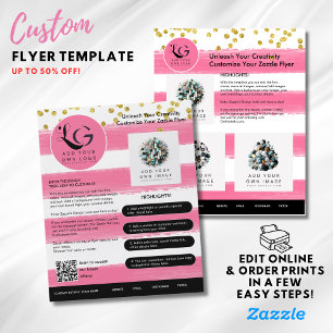 ⭐️ SALON BEAUTY ROSA GULD GIRL Simple LOGOTYP Temp Flygblad