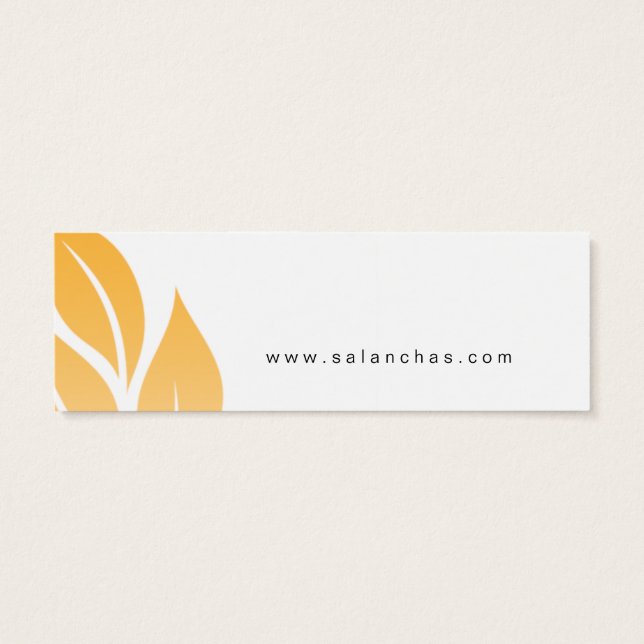 Salon Bookmark Spa fold löv blommigt-gult Litet Visitkort (Baksidan)