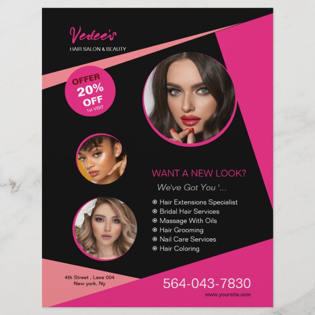 Salon Business Anpassningsbar Reklamblad (Framsidan)