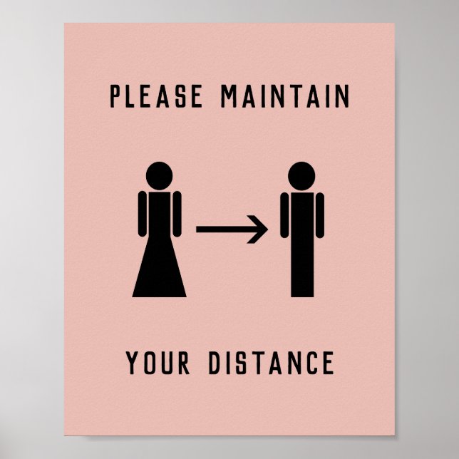 Salon Business Covid Physical Avstånd Rosa Poster (Framsidan)