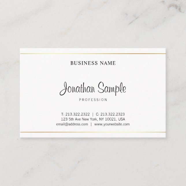 Salon Calligraphy Script Elegant Plain Modern Luxe Visitkort (Framsida)
