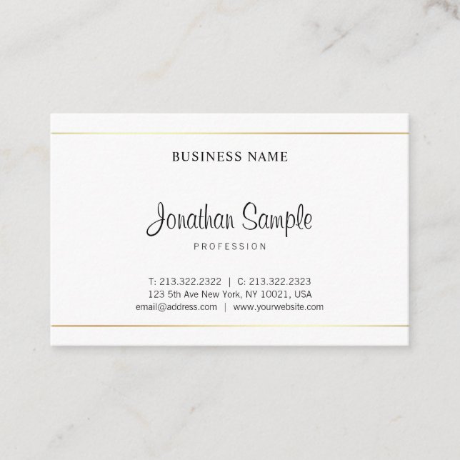Salon Calligraphy Script Modern Elegant Plain Luxe Visitkort (Framsida)