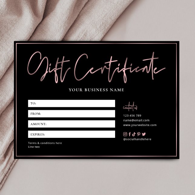 Salon Chic Ro Guld Black Trendig Gift Certificate (Skapare uppladdad)