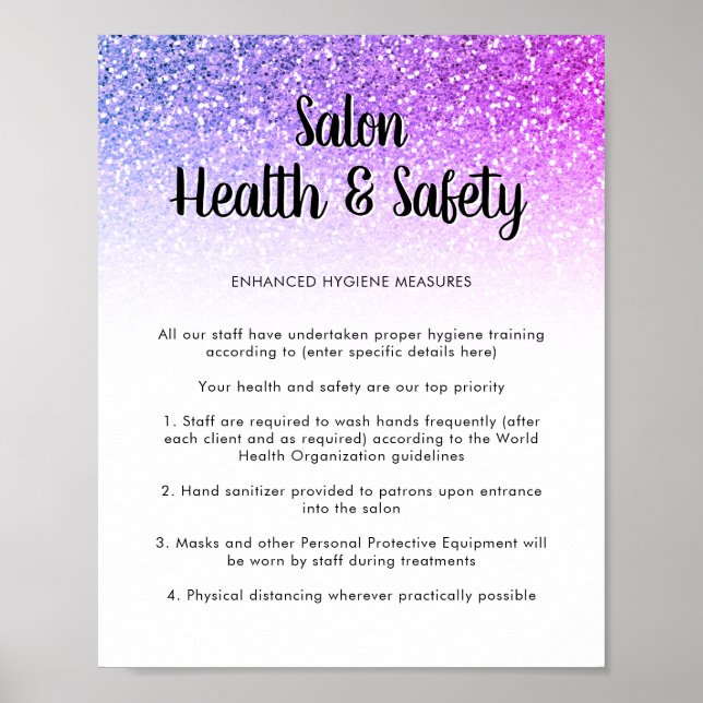 Salon Covid Health Safety Poster Sjöjungfru Glitte (Framsidan)