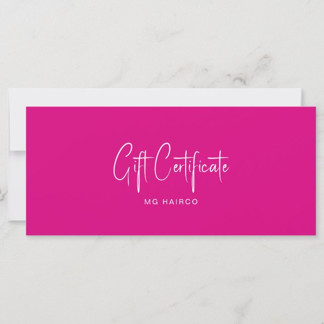 Salon Customer Fuchsia Gift-certifikat (Framsida)