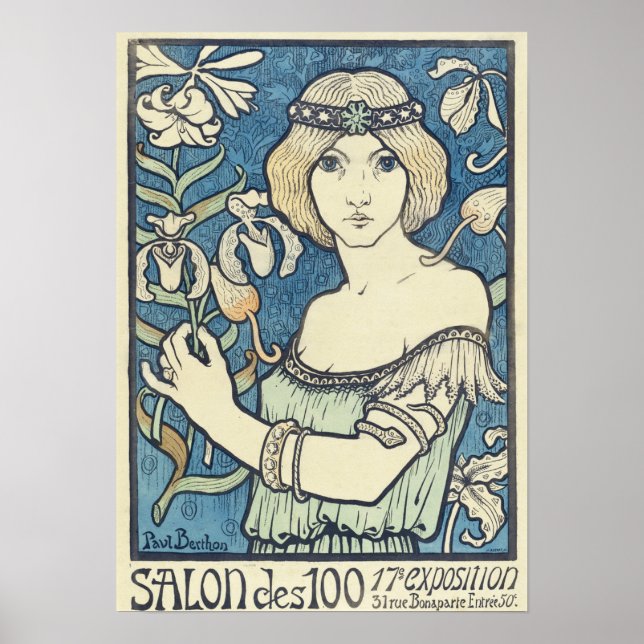 Salon de cent av Paul Berthon - Art nouveau Poster (Framsidan)