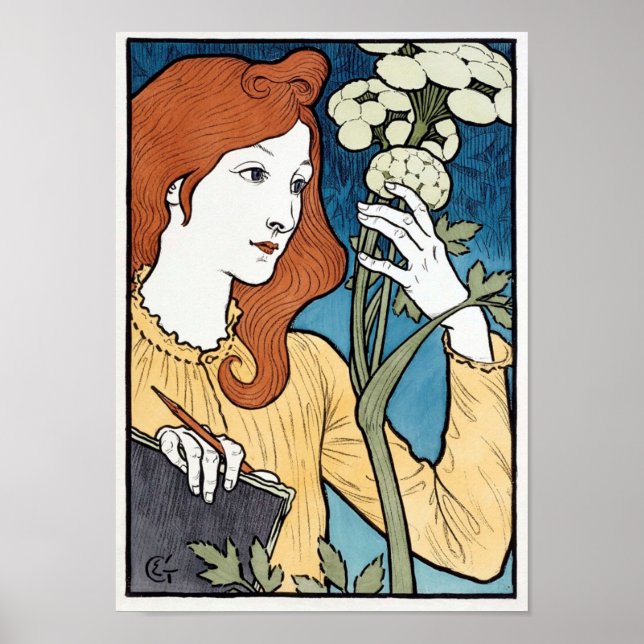 Salon des Cent, 1894 Art nouveau av Eugene Grasset Poster (Framsidan)