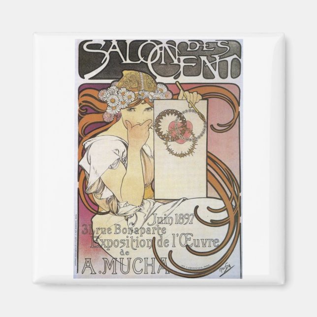 Salon des Cent. ~ Alphonse Mucha Magnet (Framsidan)