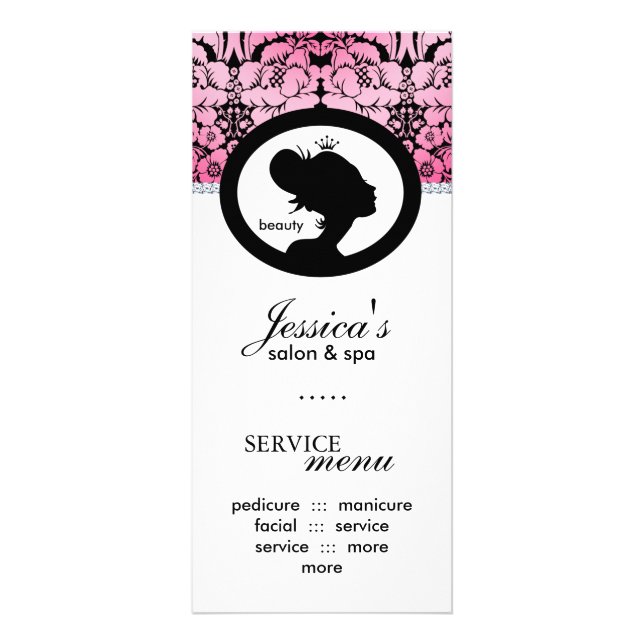 Salon Dollface Krona Damask Blommigt Reklamkort (Framsidan)
