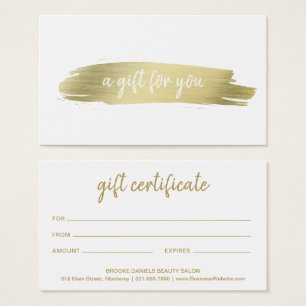 Salon Elegant Business Guld Gift Certificate Visitkort