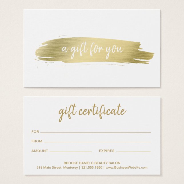 Salon Elegant Business Guld Gift Certificate Visitkort (Framsida & baksida)