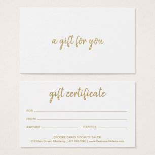 Salon Elegant Guld Business Gift Certificate Visitkort