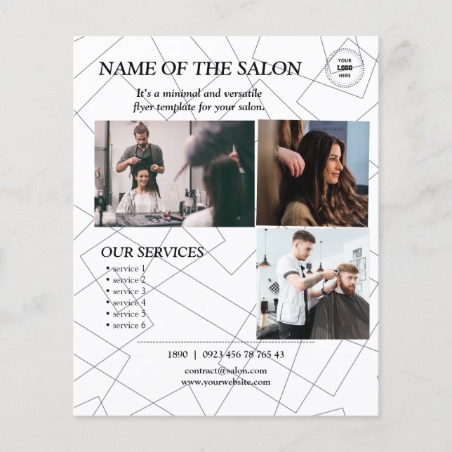 Salon Flyer med Geometric Line Art (Framsidan)