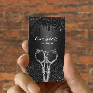 Salon för Hair Stylist Black Galaxy Glitter Drives Visitkort
