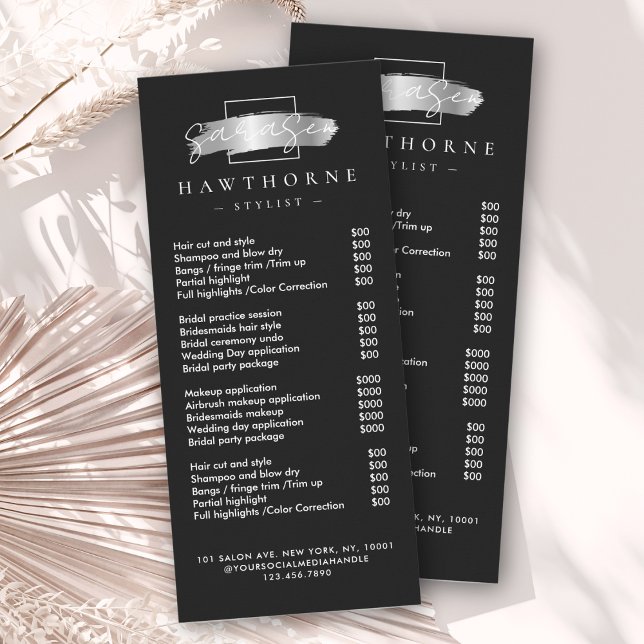 Salon för Prisa listtjänster i chic Push Stroke Sa Reklamkort (Skapare uppladdad)