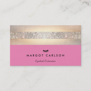 Salon för Sequin och Guld Rosa Eyelash Extensions Visitkort