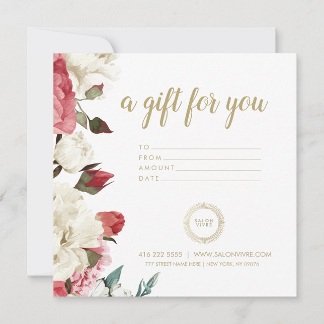 Salon Gift Card Botanical Flowers Rand (Baksida)