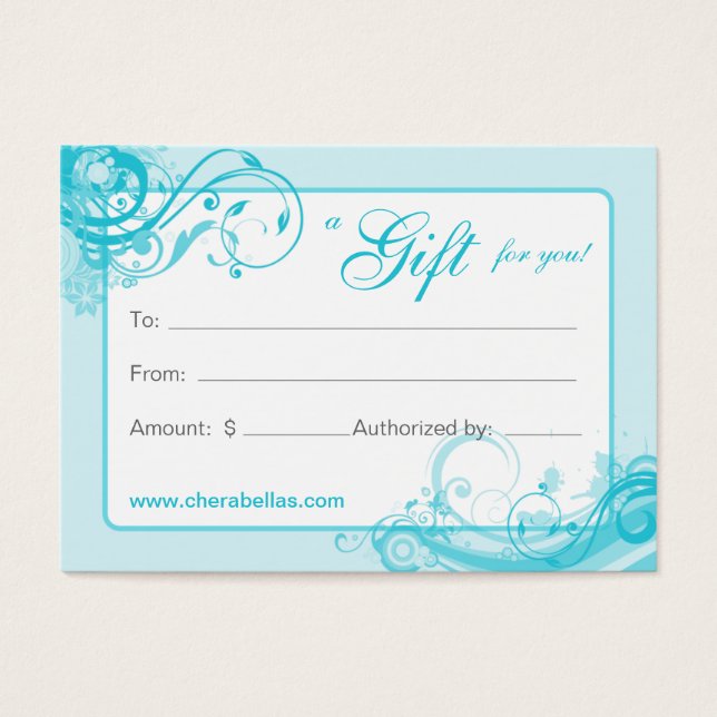 Salon Gift Card Spa Blommigt Swirls BB Visitkort (Framsidan)
