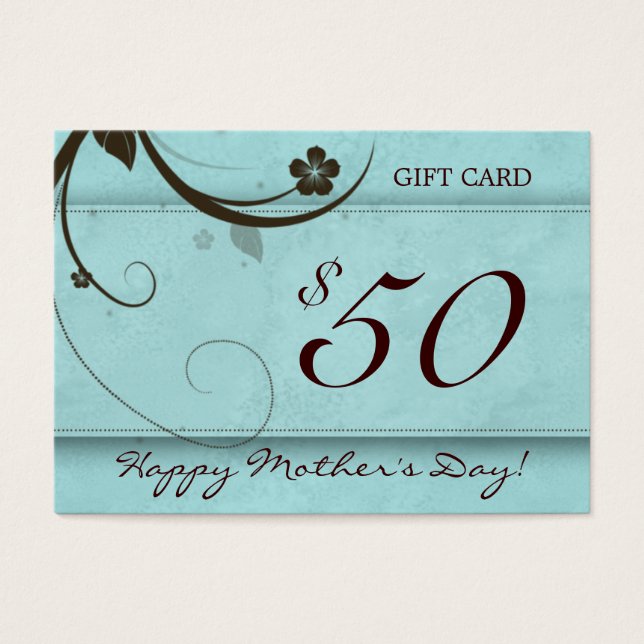 Salon Gift Card Spa Flower - blått $50 Visitkort (Framsidan)