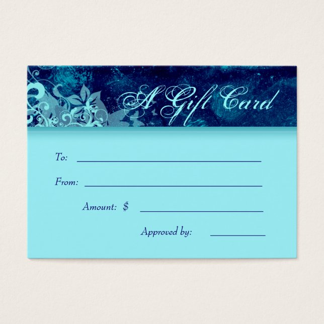 Salon Gift Card Spa Grunge Blommigt Blue Denim Visitkort (Framsidan)