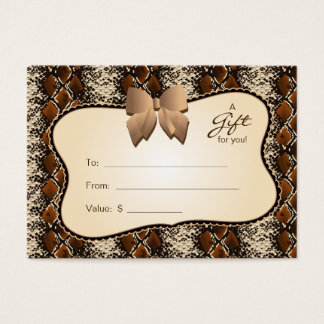 Salon Gift Card Spa Valentine Day Snake Animal Visitkort