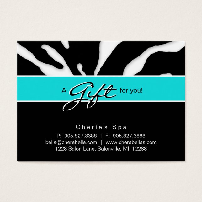 Salon Gift Card Zebra Animal Läppar Blue Visitkort (Framsidan)