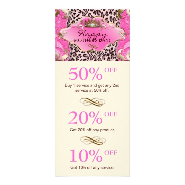 Salon GIFT CERTIFICATE Krona Leopard Rosa Cream Reklamkort (Framsidan)
