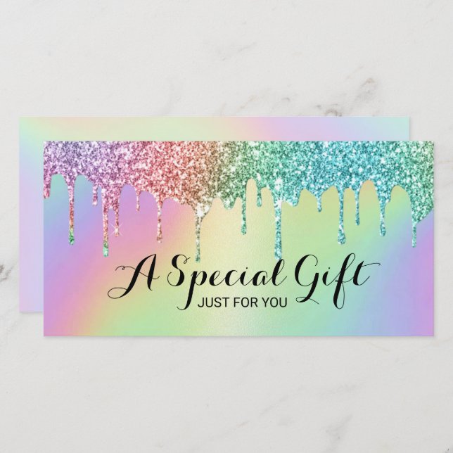 Salon Gift-certifikat för HoloGraphics Glitter Dri (Fram/baksida)