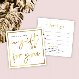 Salon Glam Guld Logotyp Modern Gift-certifikat Fyrkantigt Visitkort