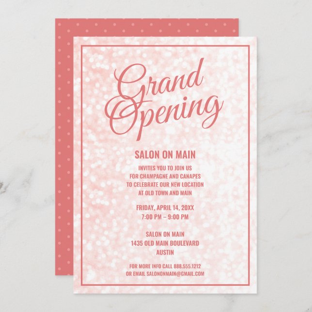 Salon Grand Open| Open House Beauty Spa Inbjudningar (Fram/baksida)