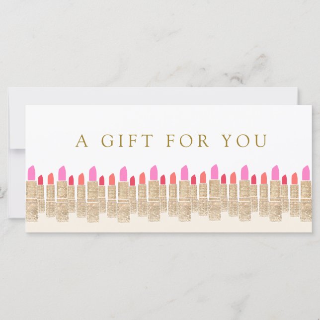 Salon Guld Sequin Lipstick Gift-certifikat (Framsida)
