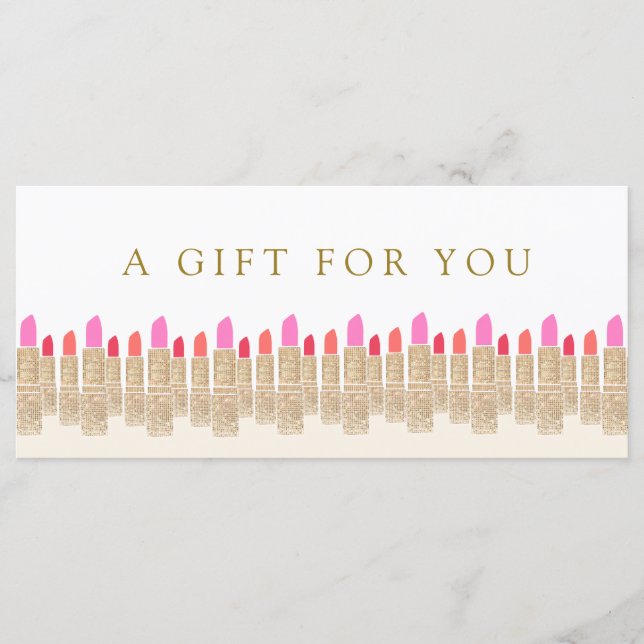 Salon Guld Sequin Lipstick Gift-certifikat (Framsida)