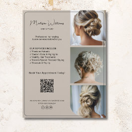 Salon Hair Stylist Services 3 Foton QR Beige Reklamblad
