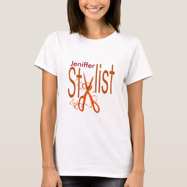 Salon Hair Stylist Uniform Business Occupation Tee (Framsida)