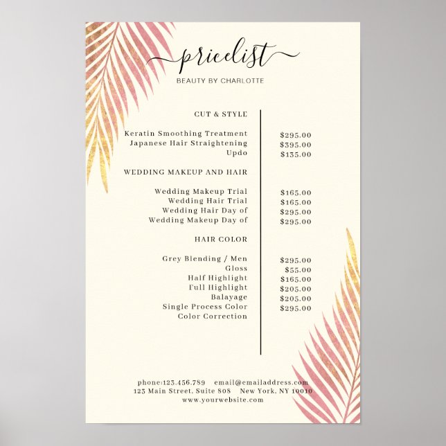 Salon Handflatan, bladsaft, prislistePoster Poster (Framsidan)