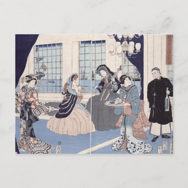 Salon i ett hus av utländska handlare på vykort (Framsida)