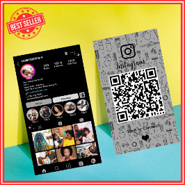 Salon Instagram Grått | Social Media QR-kod Visitkort