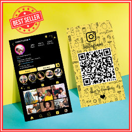 Salon Instagram Gult | Social Media QR-kod Visitkort