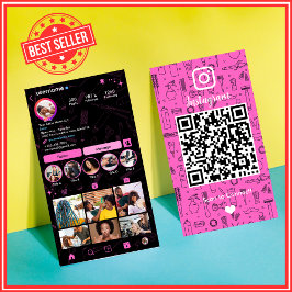 Salon Instagram Rosa | Social Media QR-kod Visitkort