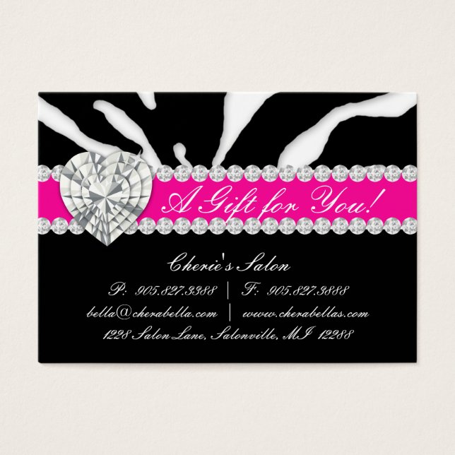 Salon Jewelry Gift Card Zebra Animal Läppar Rosa Visitkort (Framsidan)