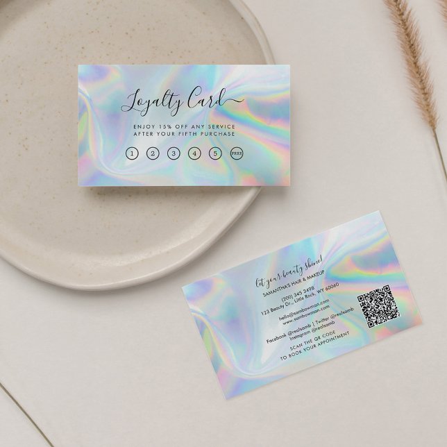 Salon Loyalty-kort för sjukhusläkare med QR-kod Visitkort (Business Loyalty Card QR Holographic Card)
