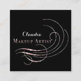Salon Makeup Artist Appointation Card Black Ro Fyrkantigt Visitkort