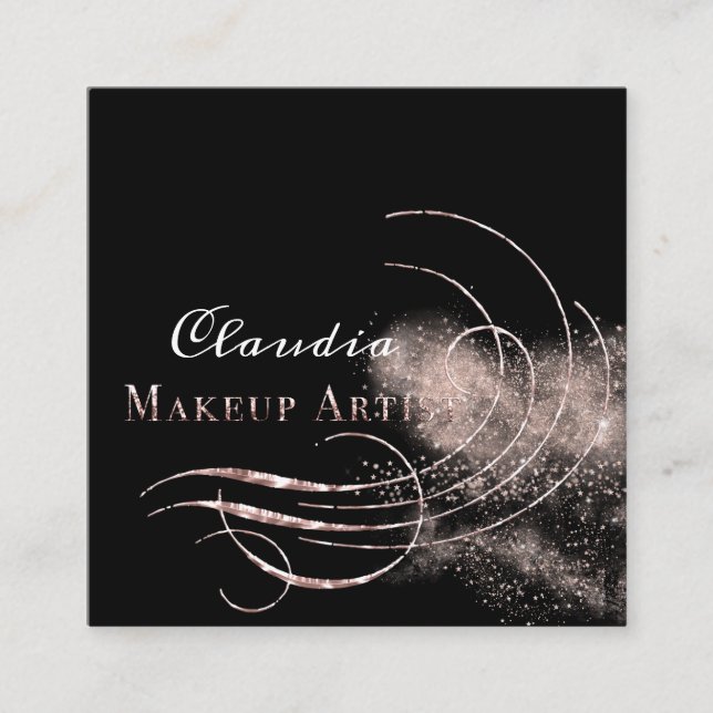 Salon Makeup Artist Appointation Card Rosa Glitter Fyrkantigt Visitkort (Framsida)