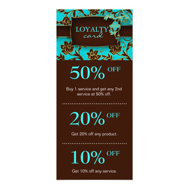 Salon Marknadsföring Cards Blue Brown Blommigt Ele Reklamkort (Framsidan)