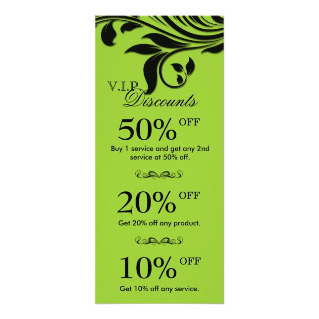 Salon Marknadsföring Cards Elegant  Blommigt Lime  Reklamkort (Framsidan)