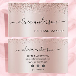 Salon Metallic ro Guld Glitter Hair Makeup Salon Visitkort