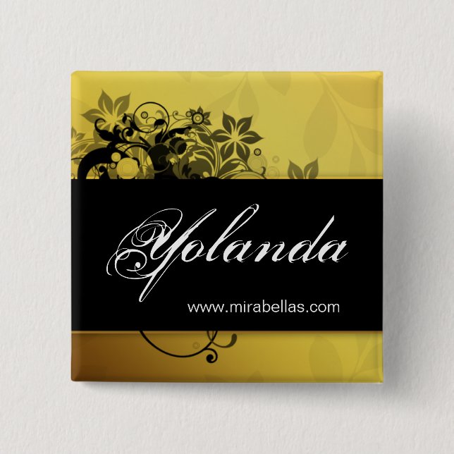 Salon Namn bricka Button Brooch guld butterfly 3 Knapp (Framsida)