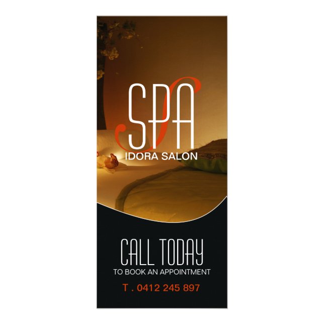 Salon- och spa-rackkort reklamkort (Framsidan)