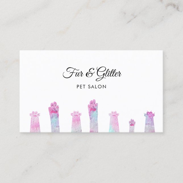 Salon pastel färg hårig tassar visitkort (Framsida)